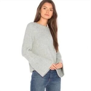 Revolve John + Jenn Dusty Blue Alpaca Blend Knit Bell Sleeve Sweater Top Small